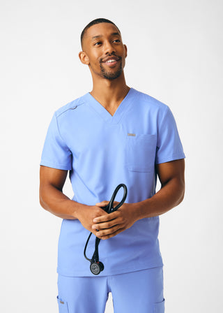 Ceil Blue Forward 4-Pocket V-Neck Top Scrubs
