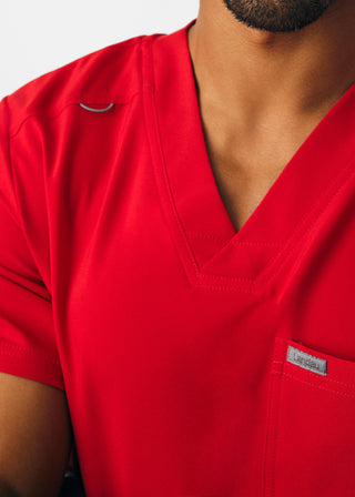 Red Forward 4-Pocket V-Neck Top Scrubs