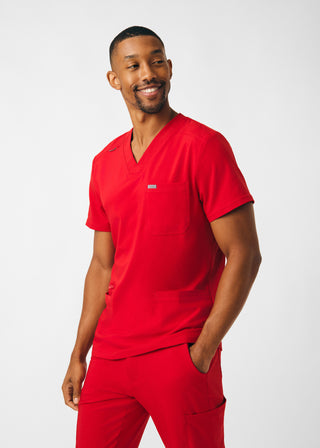 Red Forward 4-Pocket V-Neck Top Scrubs