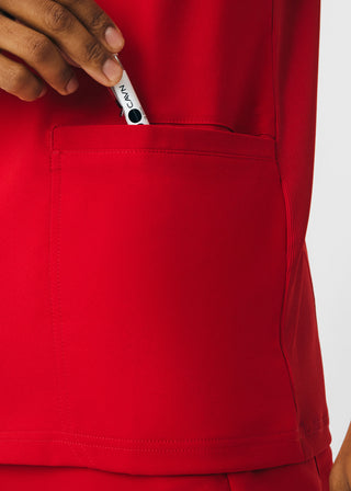 Red Forward 4-Pocket V-Neck Top Scrubs