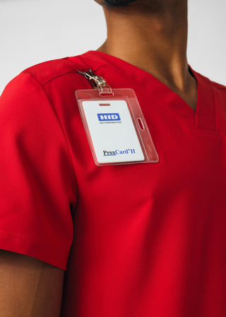 Red Forward 4-Pocket V-Neck Top Scrubs
