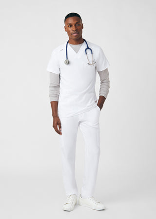 White Forward 4-Pocket V-Neck Top Scrubs