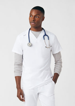 White Forward 4-Pocket V-Neck Top Scrubs