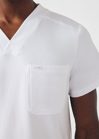 White Forward 4-Pocket V-Neck Top Scrubs