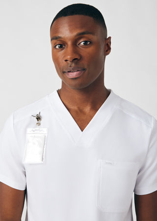 White Forward 4-Pocket V-Neck Top Scrubs