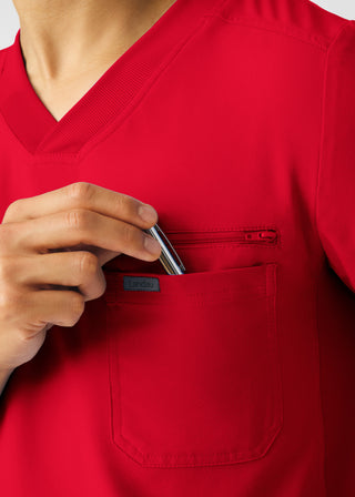 Red Forward 2-Pocket V-Neck Top Scrubs
