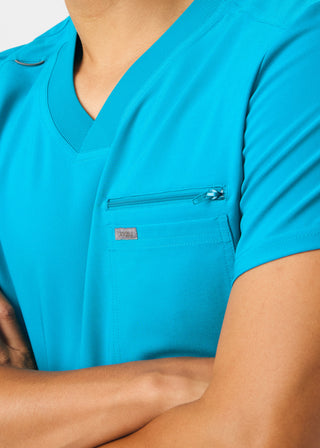 Teal Forward 2-Pocket V-Neck Top Scrubs
