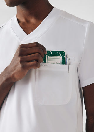 White Forward 2-Pocket V-Neck Top Scrubs