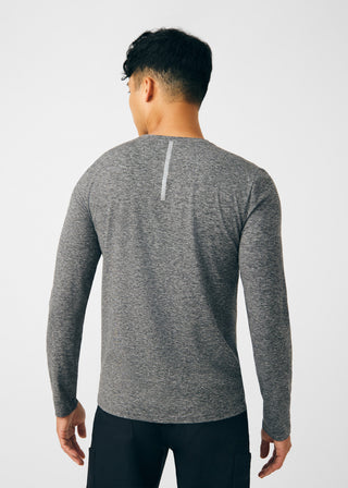 Heather Black Forward Long-Sleeve Tee Scrubs