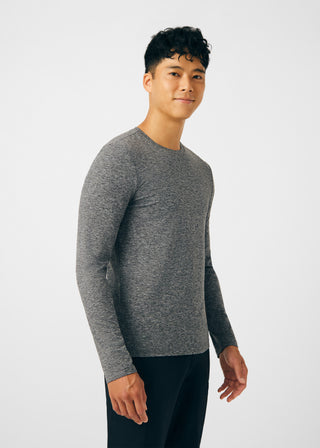 Heather Black Forward Long-Sleeve Tee Scrubs