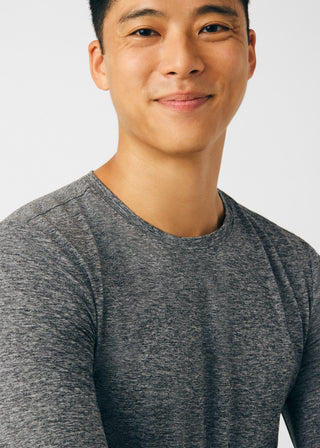Heather Black Forward Long-Sleeve Tee Scrubs