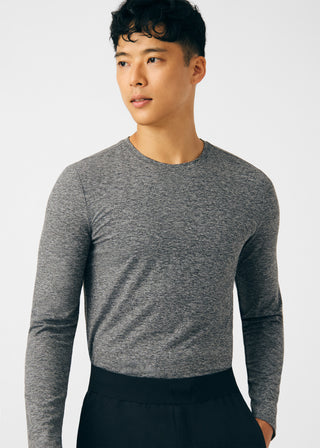 Heather Black Forward Long-Sleeve Tee Scrubs