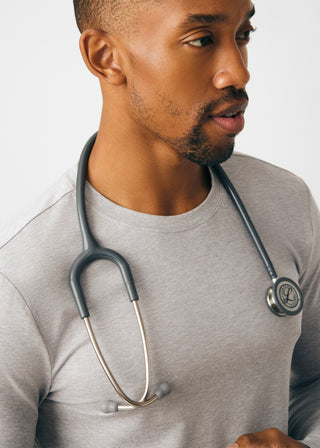 Heather Light Gray Forward Long-Sleeve Tee Scrubs