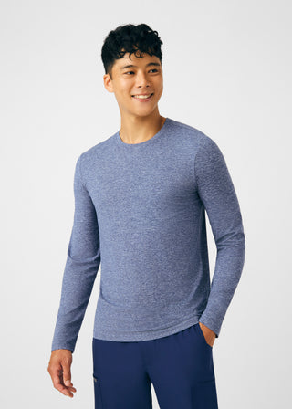 Heather Navy Forward Long-Sleeve Tee Scrubs