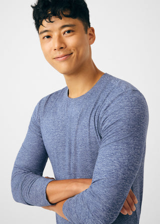 Heather Navy Forward Long-Sleeve Tee Scrubs