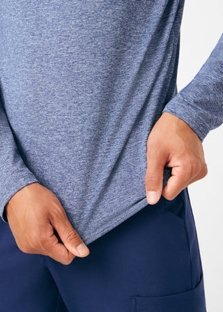 Heather Navy Forward Long-Sleeve Tee Scrubs