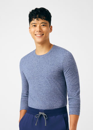 Heather Navy Forward Long-Sleeve Tee Scrubs
