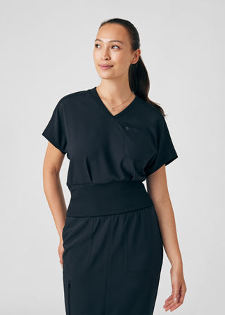 Black Forward 2-Pocket V-Neck Top Scrubs
