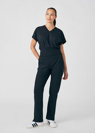 Black Forward 2-Pocket V-Neck Top Scrubs