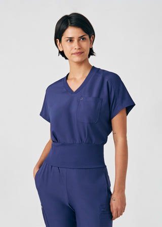 Navy Forward 2-Pocket V-Neck Top Scrubs