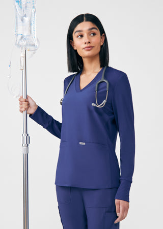 Navy Forward 2-Pocket V-Neck Top Scrubs