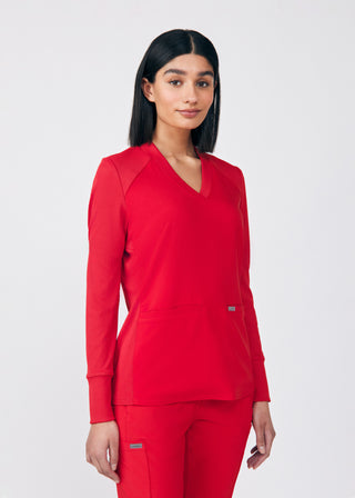 Red Forward 2-Pocket V-Neck Top Scrubs