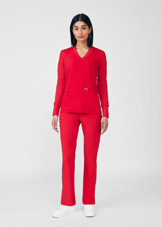 Red Forward 2-Pocket V-Neck Top Scrubs
