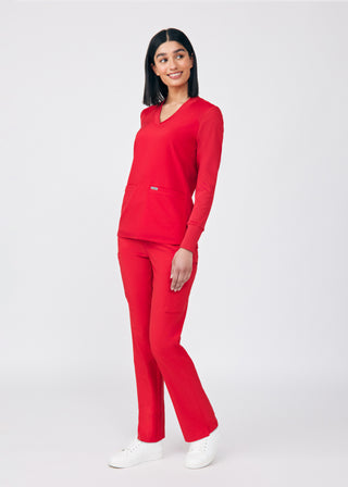 Red Forward 2-Pocket V-Neck Top Scrubs