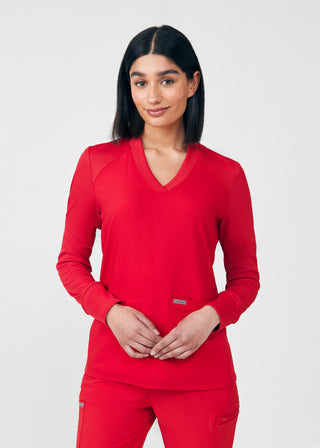 Red Forward 2-Pocket V-Neck Top Scrubs
