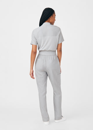 Heather Light Gray Beyond Happy 7-Pocket Cargo Jumpsuit Scrubs