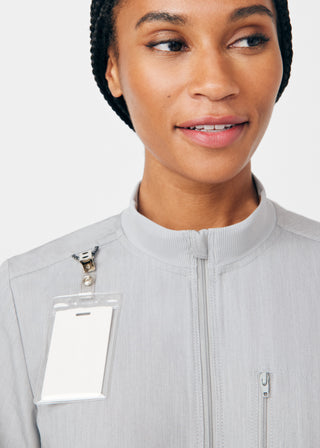 Heather Light Gray Beyond Happy 7-Pocket Cargo Jumpsuit Scrubs