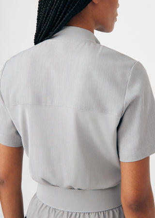 Heather Light Gray Beyond Happy 7-Pocket Cargo Jumpsuit Scrubs