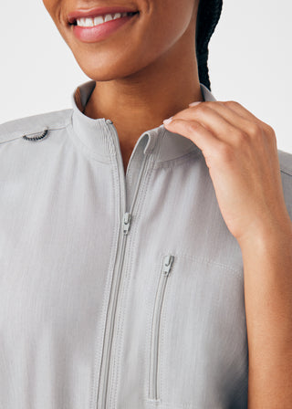 Heather Light Gray Beyond Happy 7-Pocket Cargo Jumpsuit Scrubs