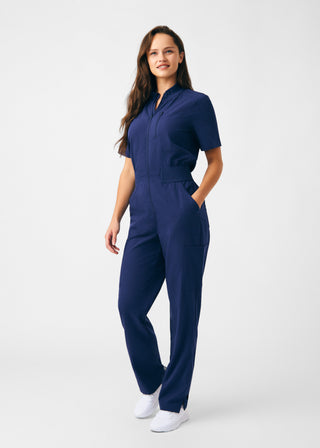 Navy Beyond Happy 7-Pocket Cargo Jumpsuit Scrubs