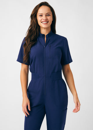 Navy Beyond Happy 7-Pocket Cargo Jumpsuit Scrubs