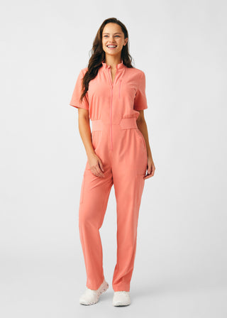 Ocean Coral Beyond Happy 7-Pocket Cargo Jumpsuit Scrubs