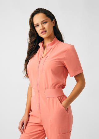 Ocean Coral Beyond Happy 7-Pocket Cargo Jumpsuit Scrubs