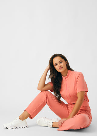 Ocean Coral Beyond Happy 7-Pocket Cargo Jumpsuit Scrubs