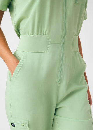 Quiet Green Beyond Happy 7-Pocket Cargo Jumpsuit Scrubs
