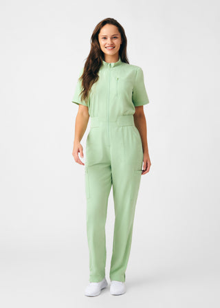 Quiet Green Beyond Happy 7-Pocket Cargo Jumpsuit Scrubs
