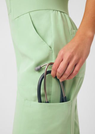 Quiet Green Beyond Happy 7-Pocket Cargo Jumpsuit Scrubs