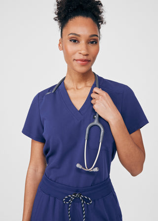 Navy Beyond Happy 3-Pocket Bodysuit Scrubs
