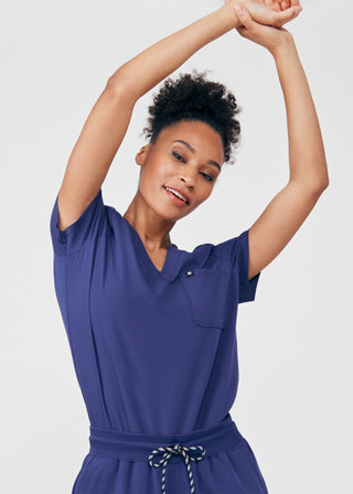 Navy Beyond Happy 3-Pocket Bodysuit Scrubs