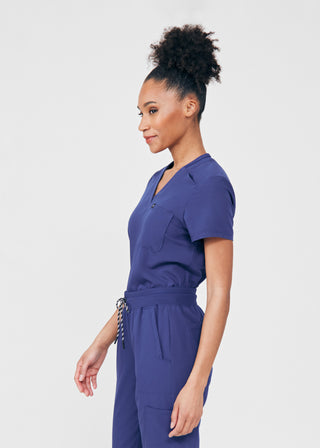 Navy Beyond Happy 3-Pocket Bodysuit Scrubs