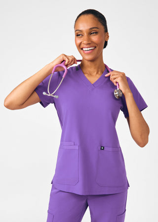 Acai Beyond Happy 3-Pocket V-Neck Top Scrubs