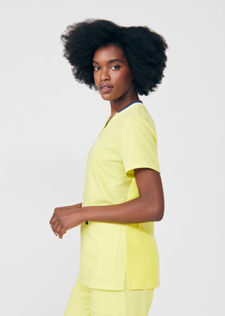 Blazing Yellow Beyond Happy 3-Pocket V-Neck Top Scrubs