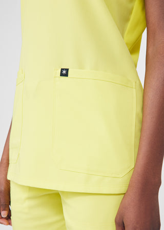 Blazing Yellow Beyond Happy 3-Pocket V-Neck Top Scrubs
