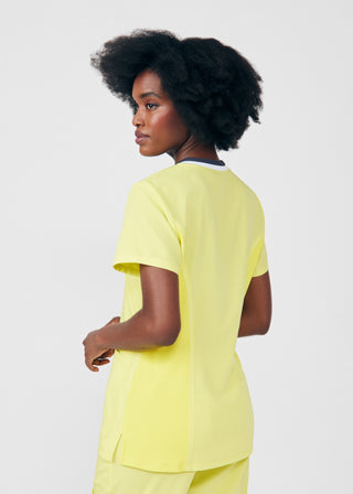 Blazing Yellow Beyond Happy 3-Pocket V-Neck Top Scrubs