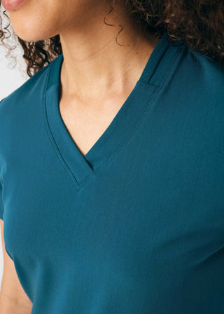 Caribbean Beyond Happy 3-Pocket V-Neck Top Scrubs