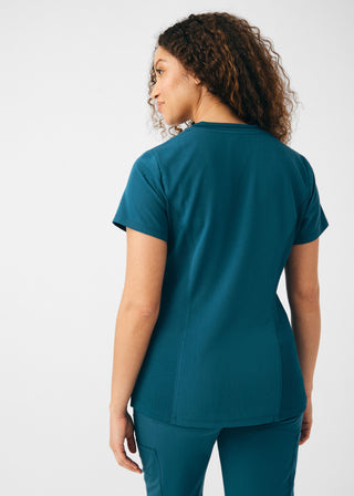 Caribbean Beyond Happy 3-Pocket V-Neck Top Scrubs